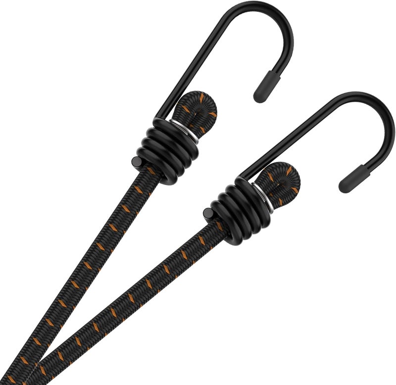 MARRTEUM Bungee Cords with Hooks 60 Inch Long Superior Latex Heavy Duty Elastic Straps [2PCS, Metal Hook] - Image 1